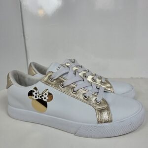 Disney Minnie Mouse Low-Top White Sneakers with Metallic Gold Accents